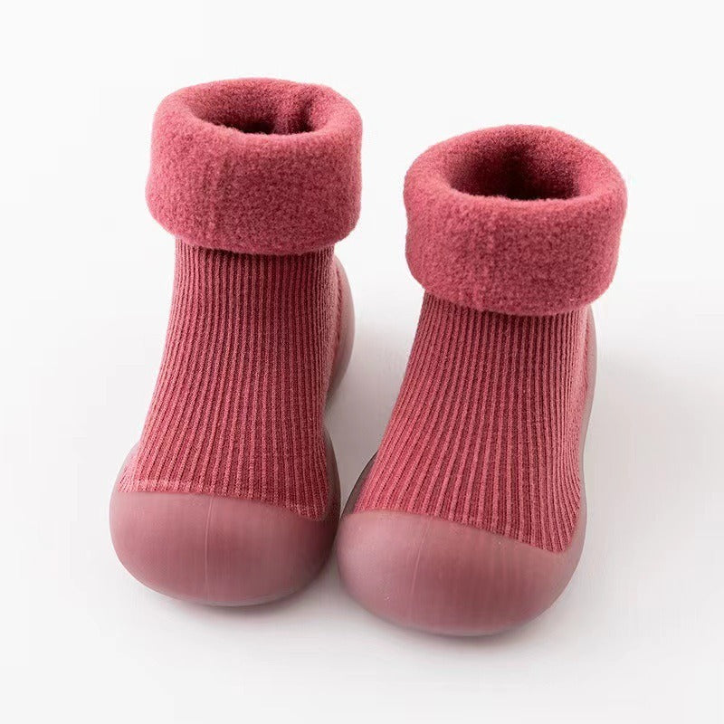 Baby walking shoes in autumn and winter with plush and thickened soft soles, non slip, pure cotton floor socks for both boys and girls to keep warm - V.I.P Digital Presence