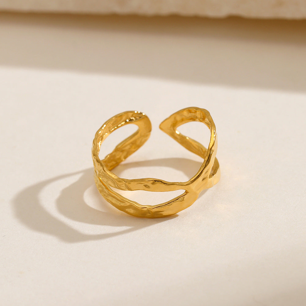 European and American fashion personality simple line cross opening ring - V.I.P Digital Presence