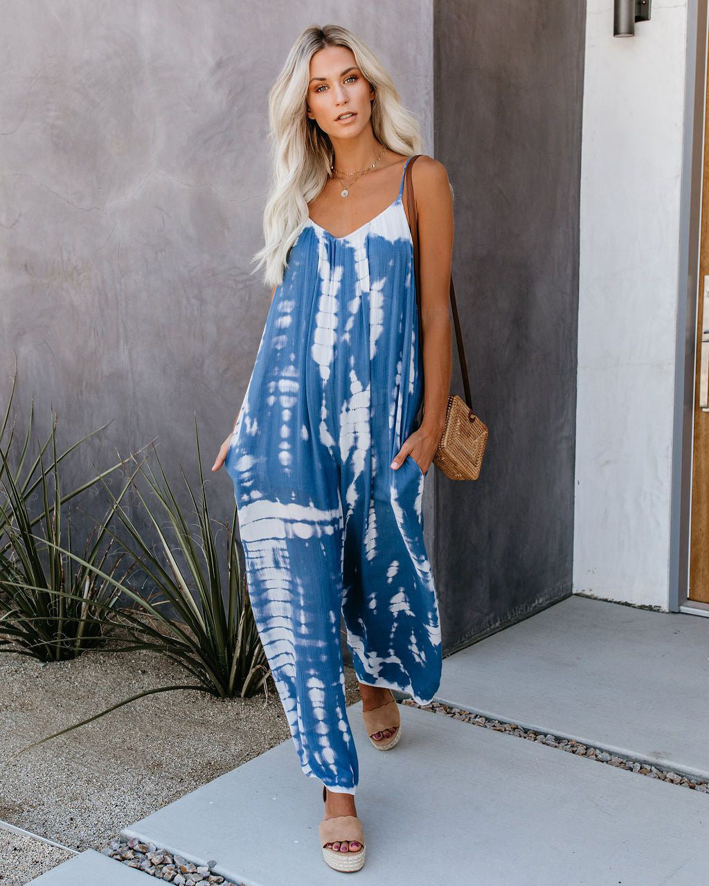 Sexy Wide-Leg Printed Jumpsuit with Strap for Women - V.I.P Digital Presence