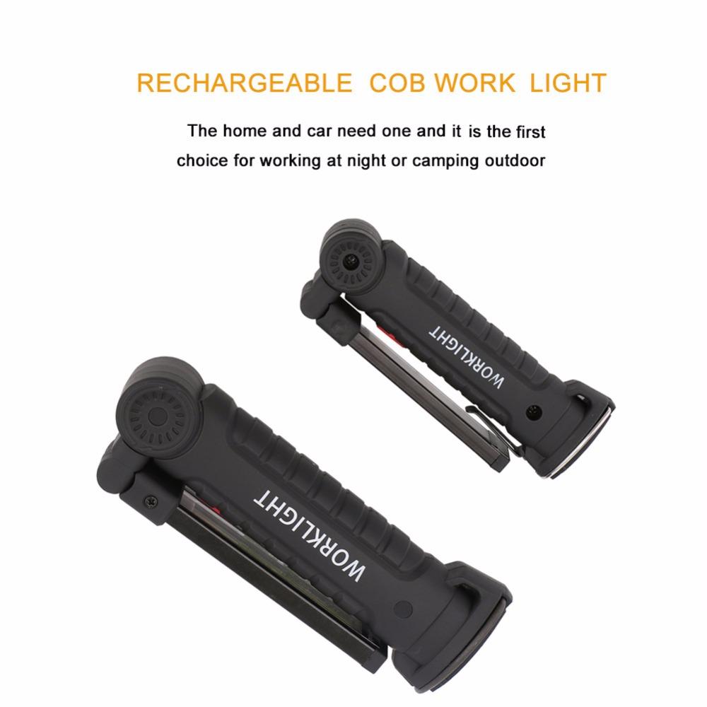 Foldable Flexible Hand Torch Work Light Magnetic Inspection Lamp COB LED Flashlight Built in Battery USB Charging Port