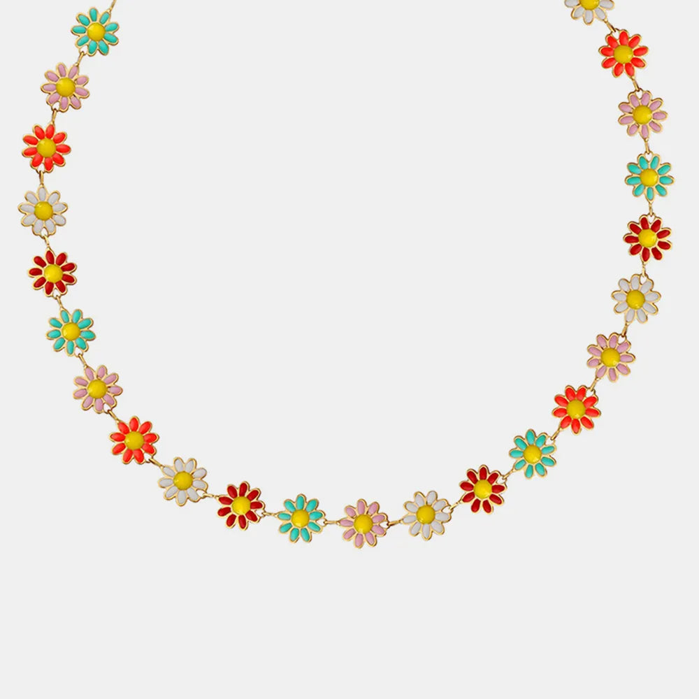 Titanium Steel Oil Drip Flower Necklace - V.I.P Digital Presence