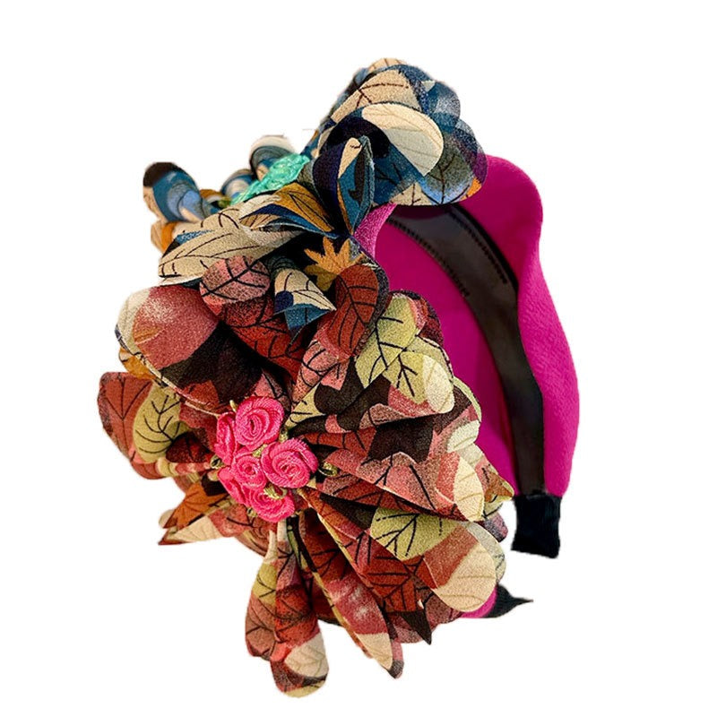 Handmade Fabric Flower Women's Wide Edge Pressed Hair Hoop - V.I.P Digital Presence