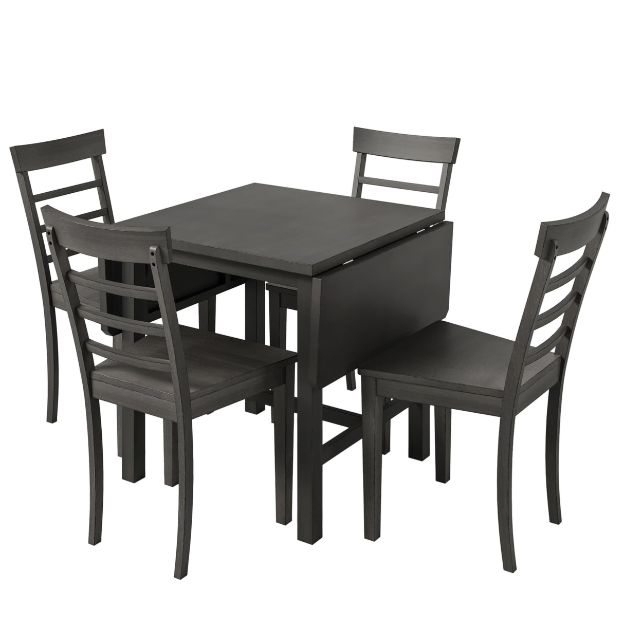 TOPMAX 5-piece square wooden pendant light expandable dining table set with 4 ladder back chairs Gray - V.I.P Digital Presence