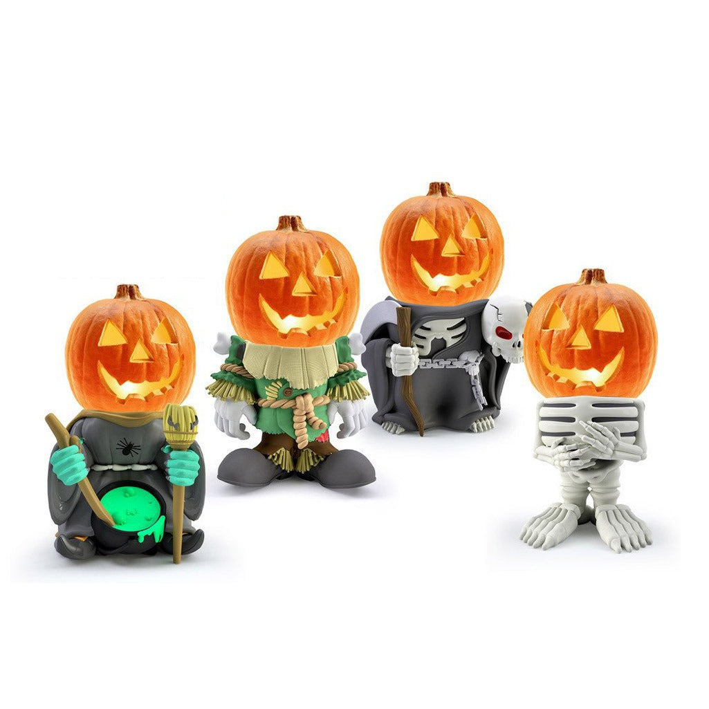 Halloween gift pumpkin knight garden ornaments decorative luminous small pumpkin head resin ornaments - V.I.P Digital Presence