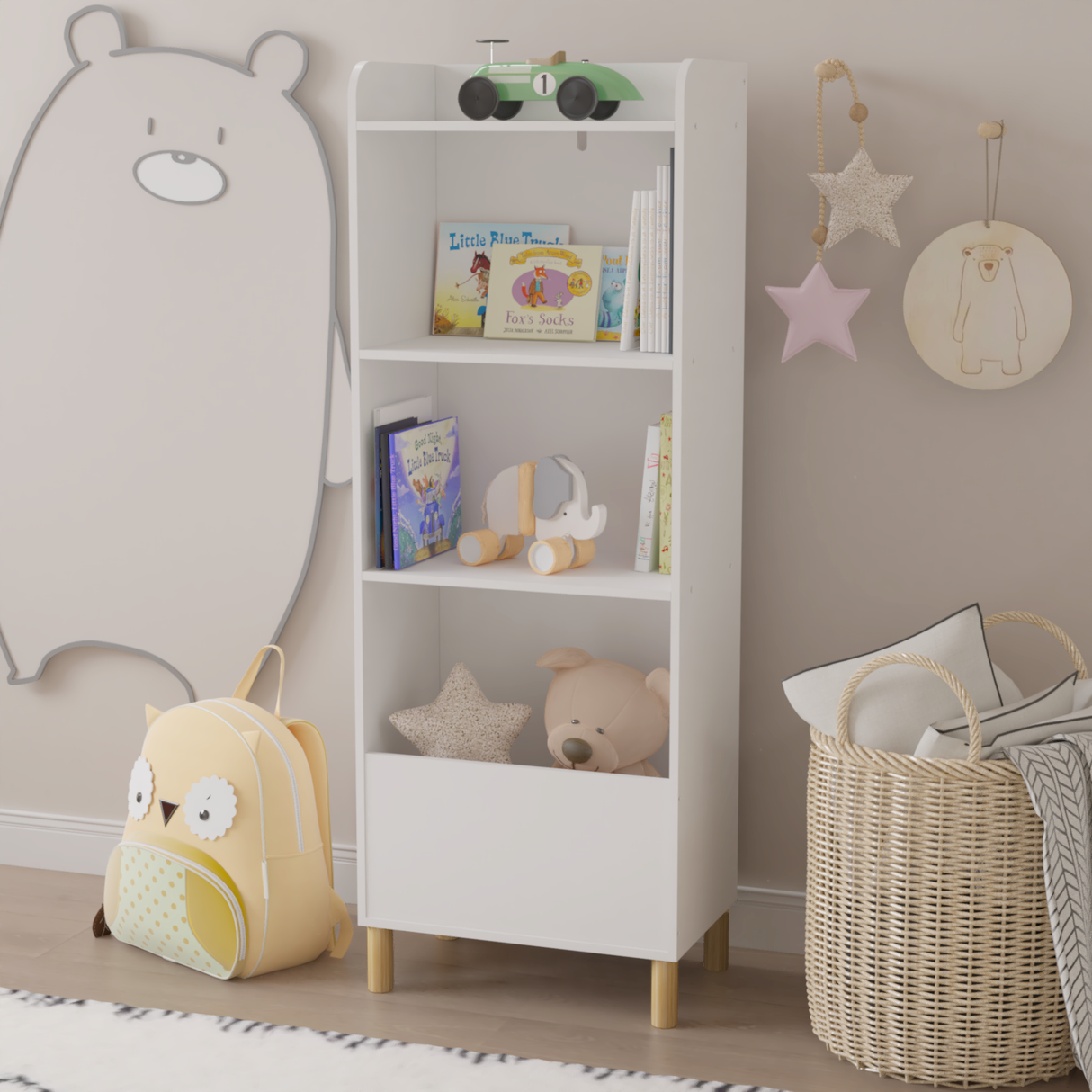 Kids 4-Tier Bookcase Children's Book Display Bookshelf Toy Storage Cabinet Organizer for Children's Room Playroom - V.I.P Digital Presence