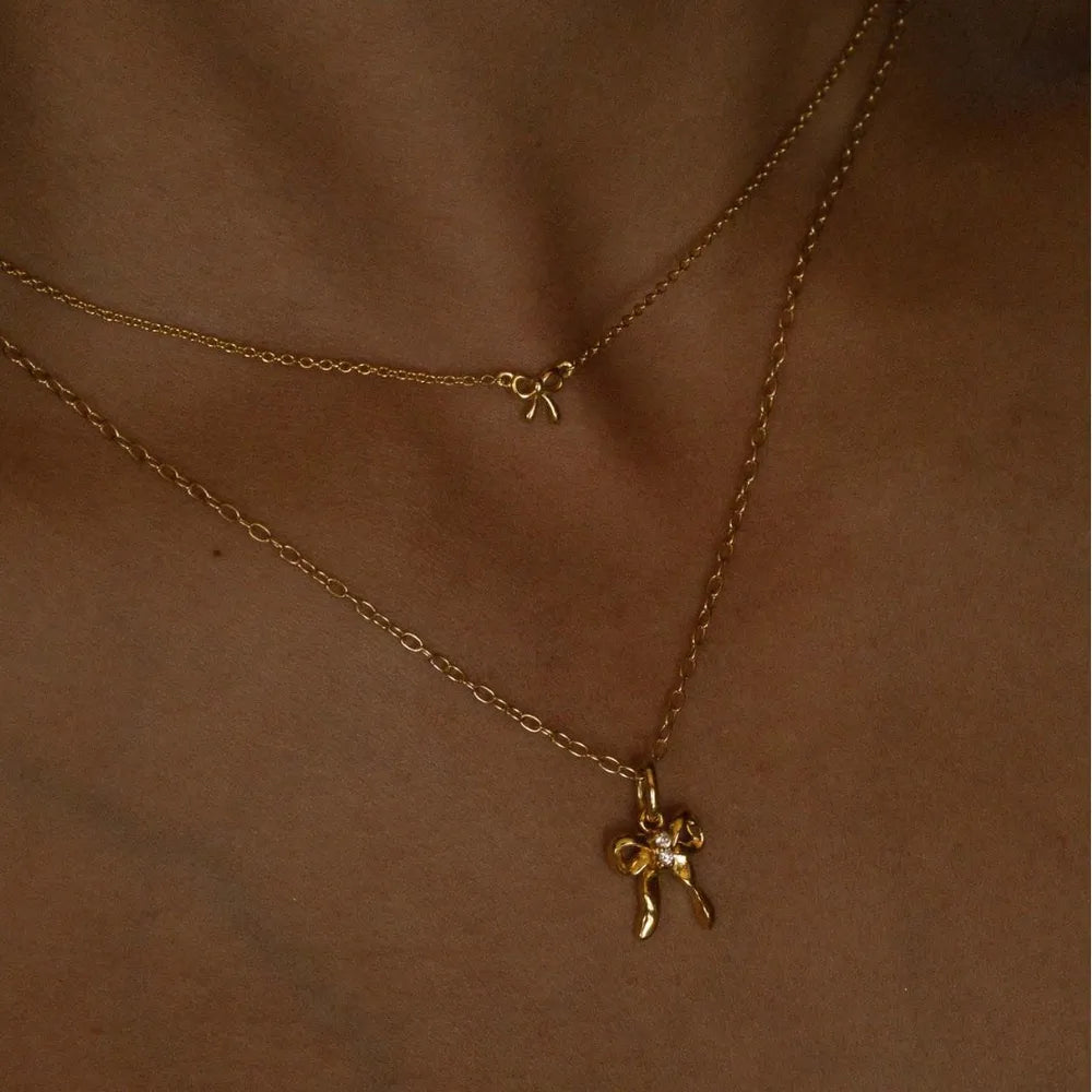 18K Gold-Plated Bow Necklace - V.I.P Digital Presence