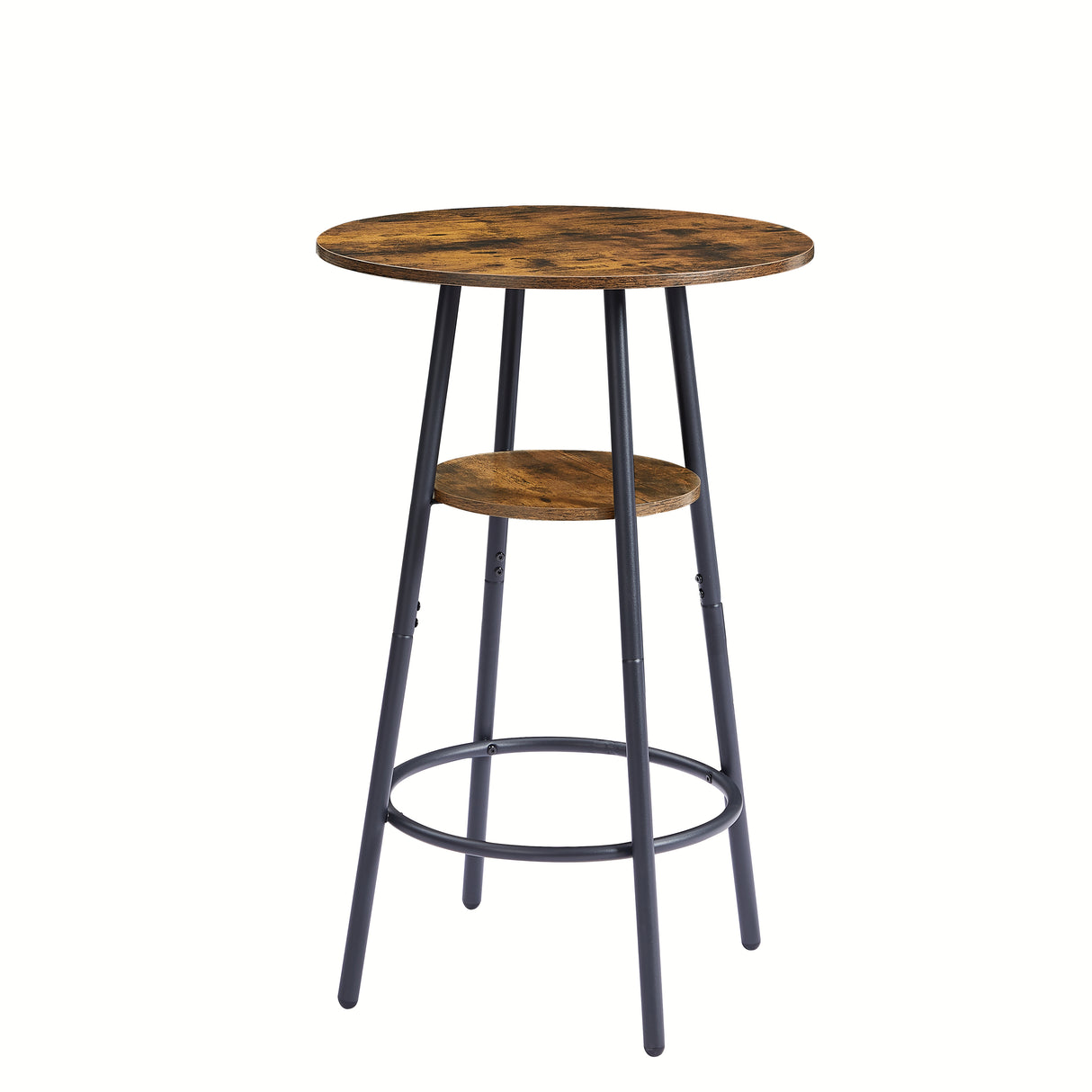 Round bar stool set with shelf upholstered stool with backrest Rustic Brown 23.62'' W x 23.62'' D x 35.43'' H - V.I.P Digital Presence