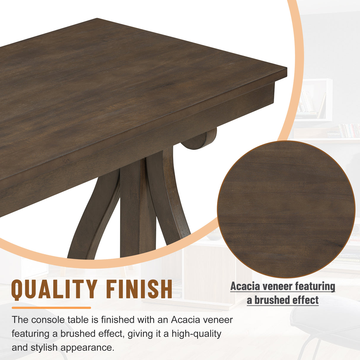 48-Inch Rustic Vintage Console Table --- Farmhouse Style Entryway Table with Open Shelf and Sturdy Construction (Walnut) - V.I.P Digital Presence