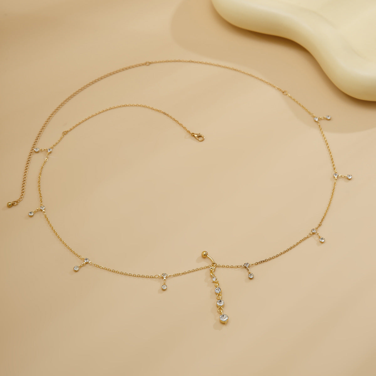 Sexy rhinestone puncture navel nail waist chain, sweet and cool summer body chain - V.I.P Digital Presence