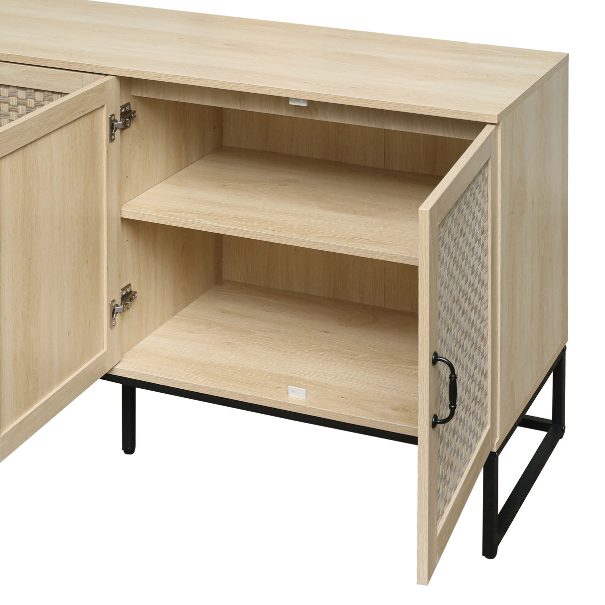 Rattan 4-Door Sideboard , Sideboard Buffet Storage Cabinet,Accent Storage Cabinet , Large Cabinet With 4 Rattan Decorated Doors - V.I.P Digital Presence