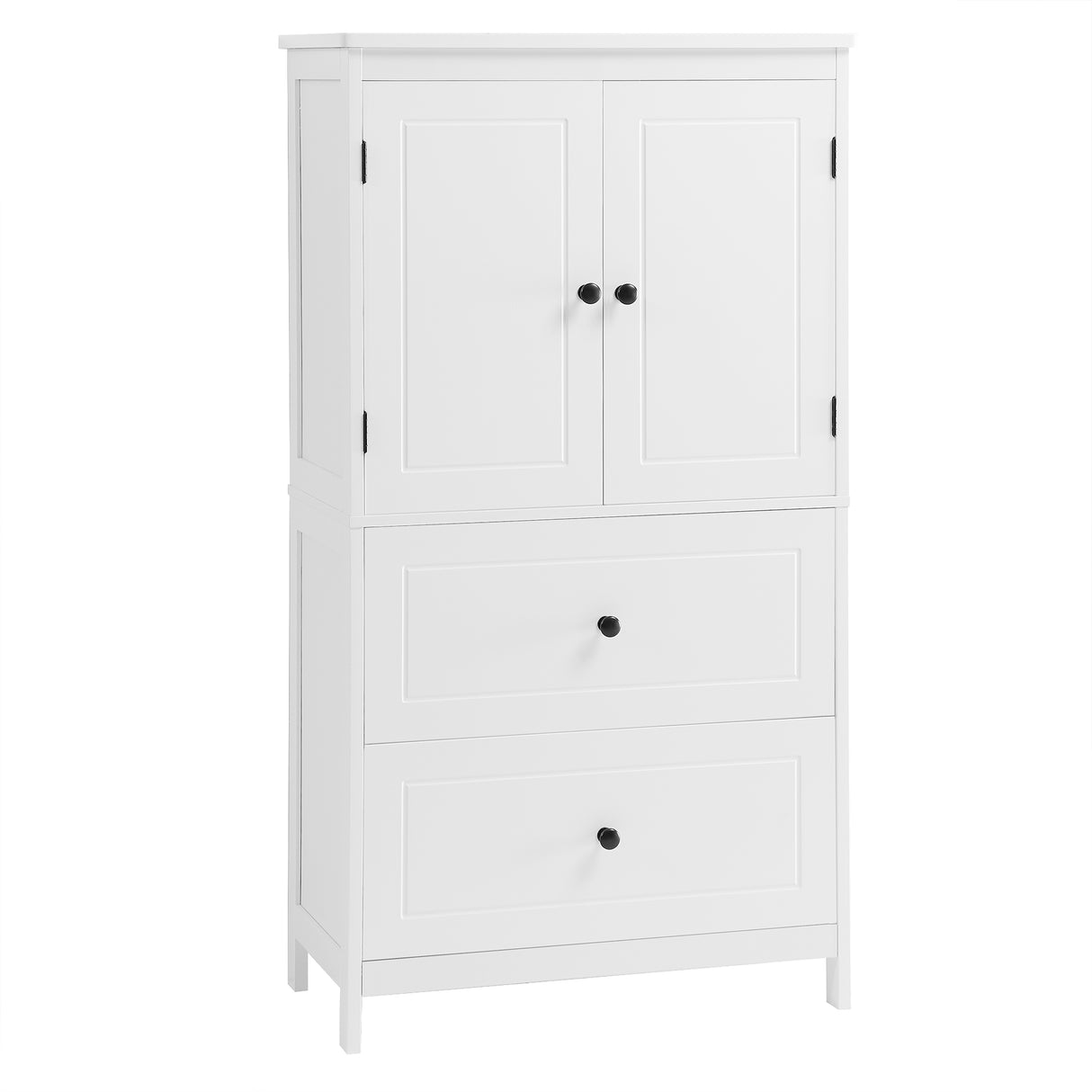 Bathroom Storage Cabinet, Cabinet with Two Doors and Drawers, Adjustable Shelf, MDF Board, White - V.I.P Digital Presence