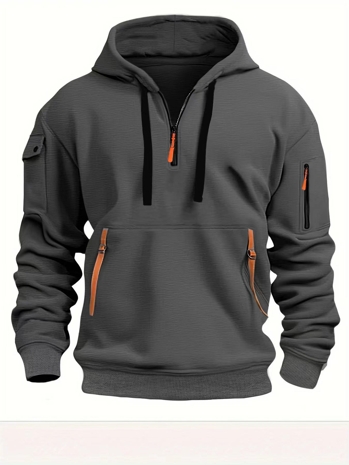 Half zip hoodie hooded sweatshirt with multiple pockets zipper pullover for men's sports and casual sweatshirt for men - V.I.P Digital Presence
