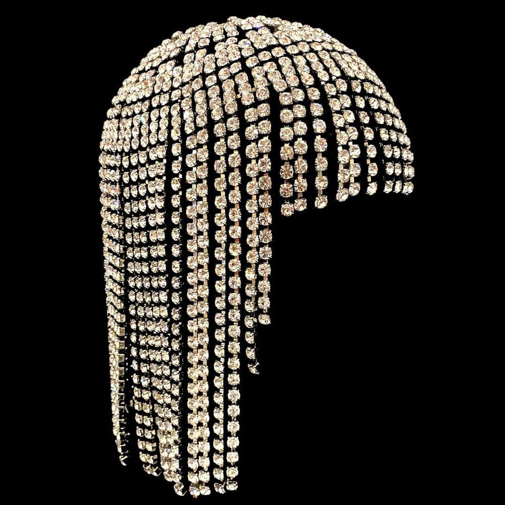 Big diamond tassel headwear water diamond full diamond temperament ethnic style hat - V.I.P Digital Presence