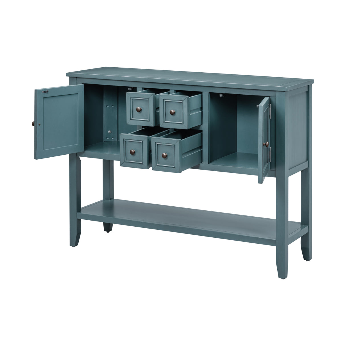 REXM Cambridge Series Spacious Storage Retro Console Desk with Four Small Drawers and Bottom Shelf - V.I.P Digital Presence