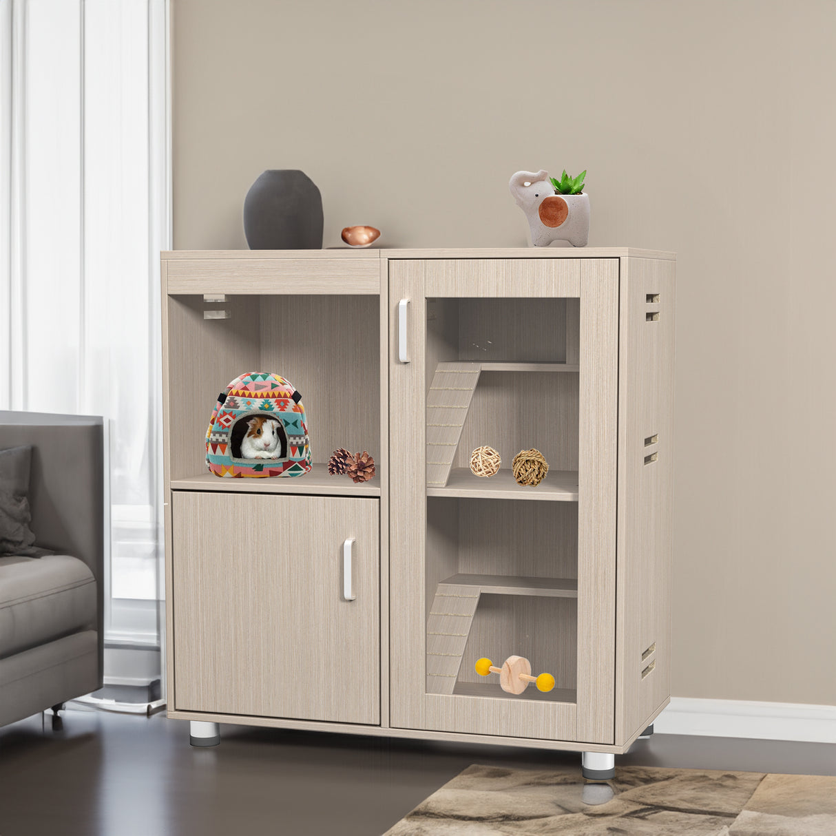 Guinea pig cage, 4 layers of hamster cage wood, with storage cabinet, mouse cage, openable top, acrylic window ,X-Large - V.I.P Digital Presence