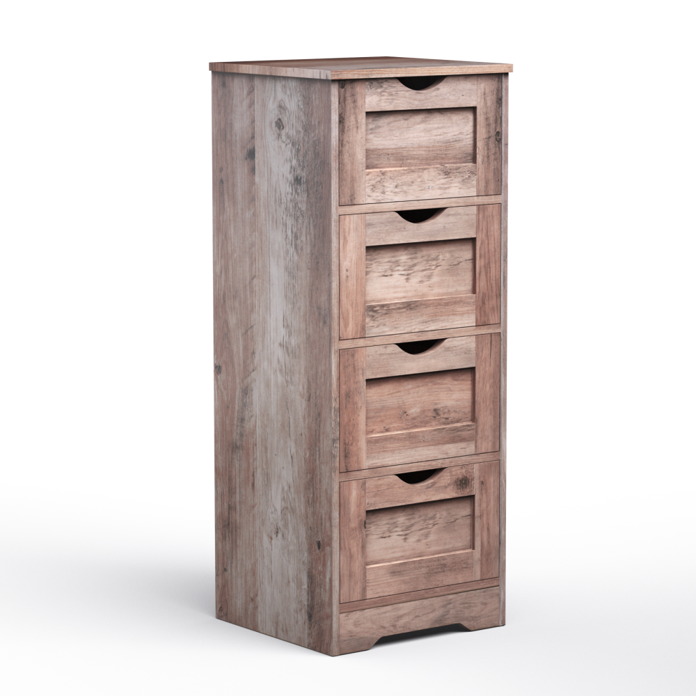 Floor Cabinet Wooden Storage Cabinet Home Office Living Room Bathroom Side Table Sturdy Modern 4 Drawers Grey - V.I.P Digital Presence