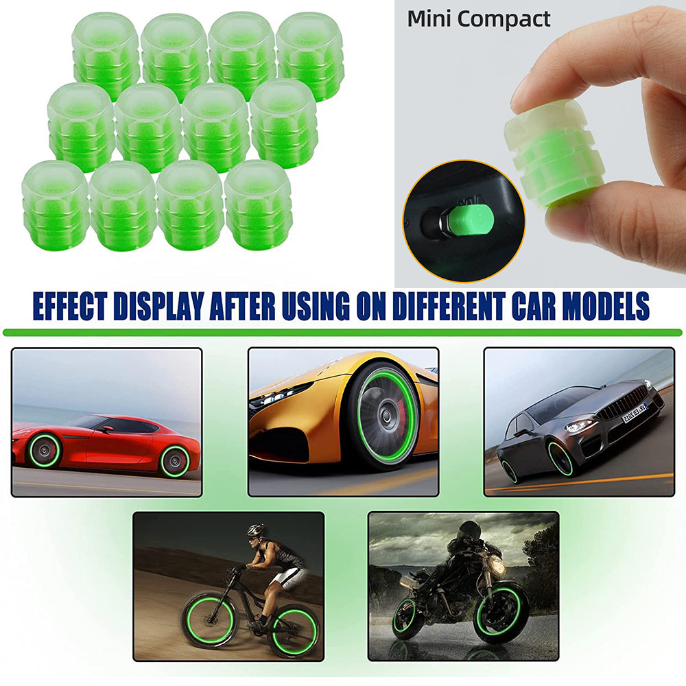 Tapa de válvula luminosa para neumático de coche, para vehículo eléctrico, motocicleta, boquilla de aire, cubierta luminosa para válvula de núcleo, universal