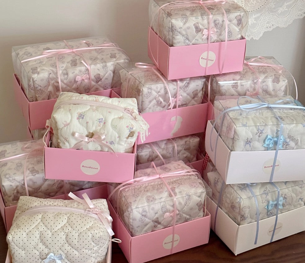 Cute cat little bear girl's heart satin headband makeup bag storage basket - V.I.P Digital Presence