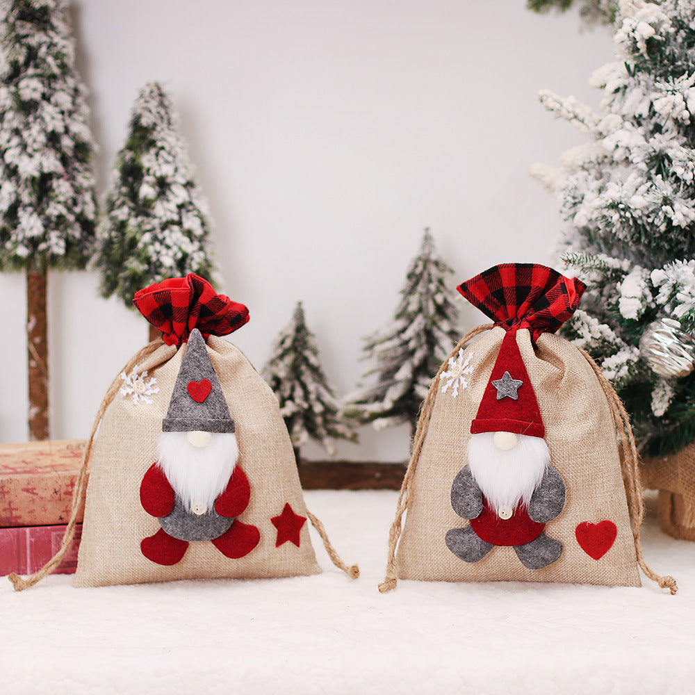 Christmas Decorations Cartoon Linen Drawstring Faceless Doll Candy Bag Forester Apple Bag Doll Gift Bag - V.I.P Digital Presence