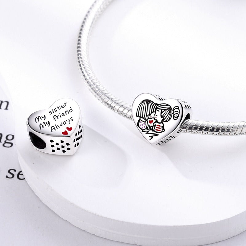 Copper plated S925 silver FOREVER colorful heart clip beads string DIY bracelet necklace - V.I.P Digital Presence