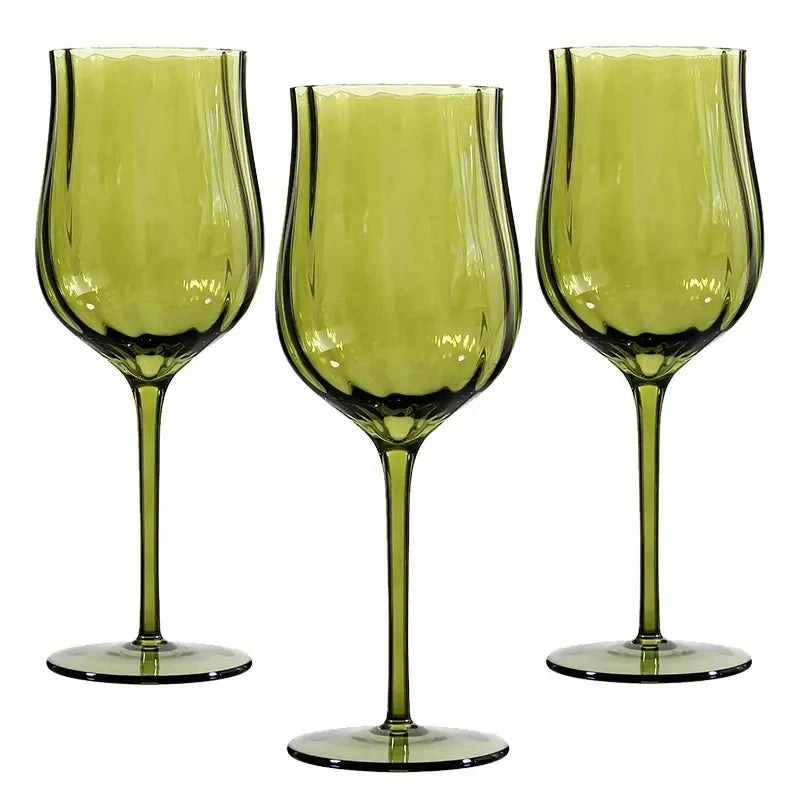 4/2/1Pcs Creative French Medieval Red Wine Glass Hand Blown Margarita Cocktail Goblet Glass Cup Dense Edges Vintage Flower Bloom - V.I.P Digital Presence