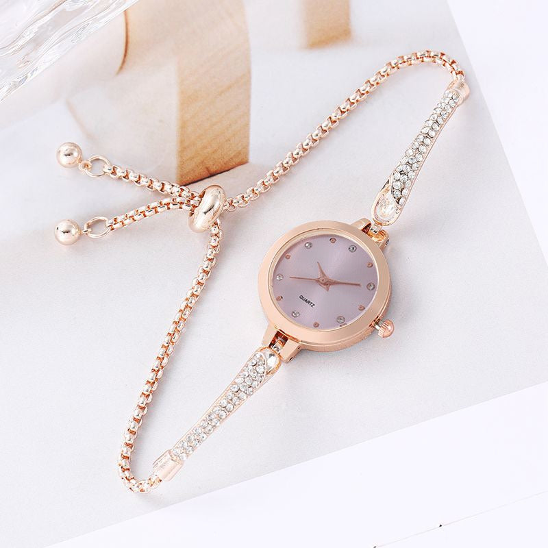 Girls' Watch Fashionable Diamond Inlaid INS. Academic Style Temperament Dial Decoration Lazy Pull Women's Bracelet Watch - V.I.P Digital Presence