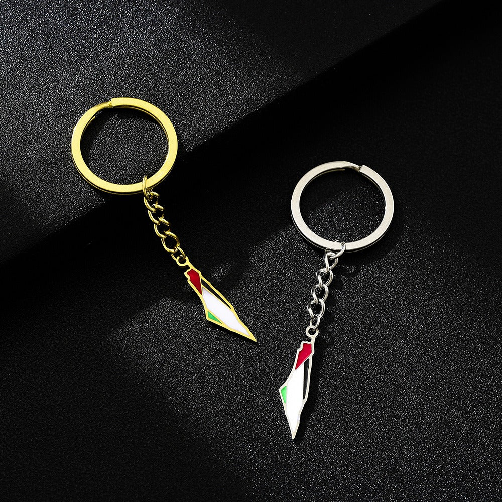 Palestine Israel Map Flag Keychain Accessories Decoration Men's and Women's Ethnic Style Versatile Stainless Steel Accessories - V.I.P Digital Presence