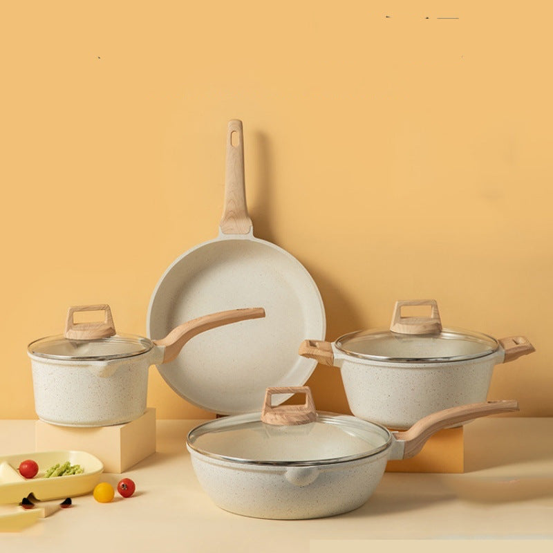 Medical stone non-stick pot soup pot stew pot frying pan wok milk pot frying pan steaming marble granite pot set - V.I.P Digital Presence