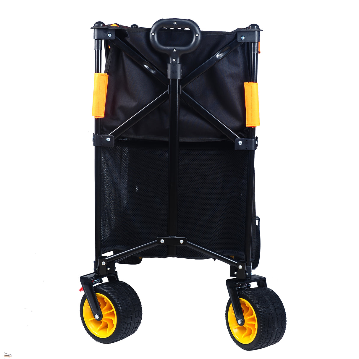 Big large capacity Folding cart Extra Long Extender Wagon Cart Folding Wagon Garden Shopping Beach Cart (black +orange) - V.I.P Digital Presence
