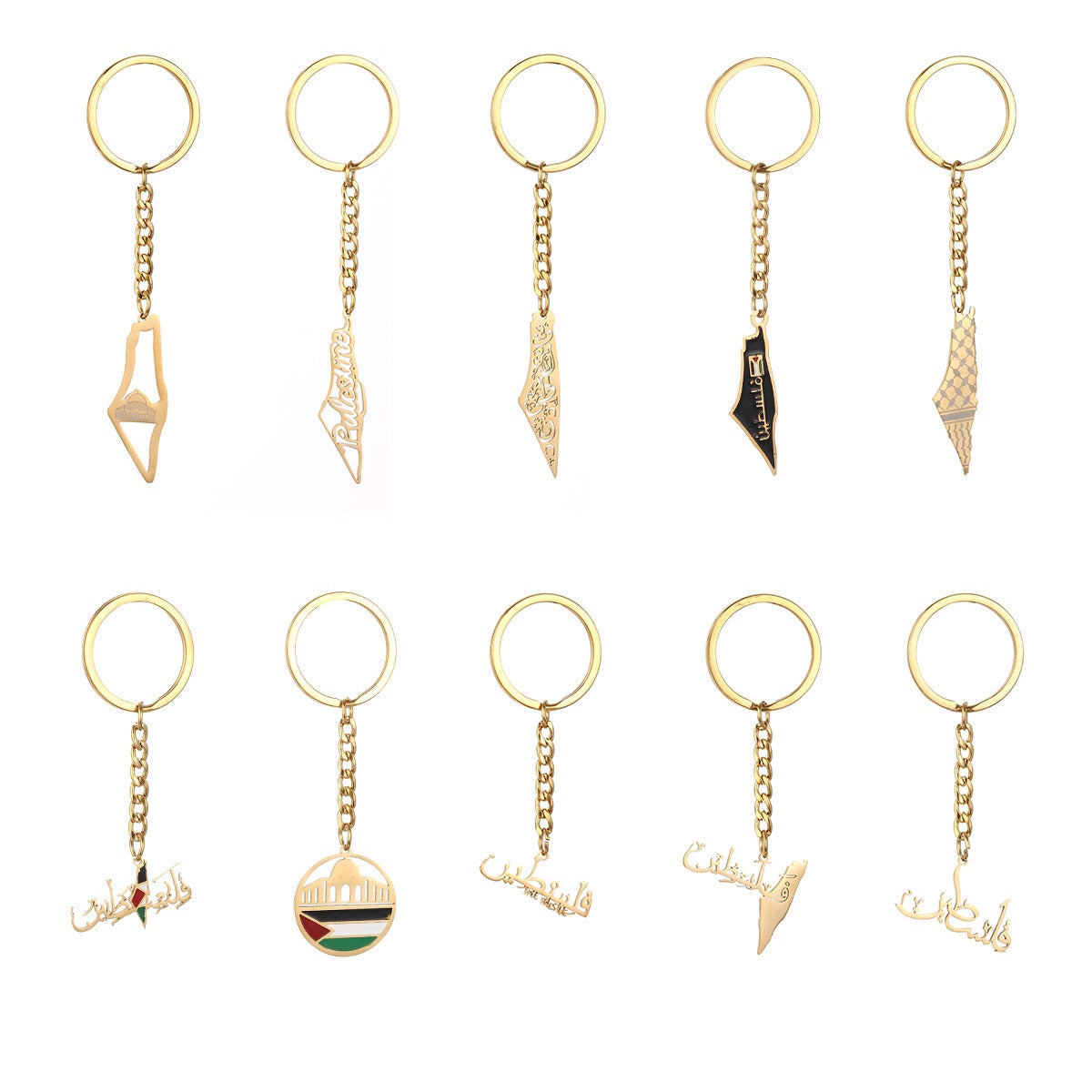 Israel Palestine Map Flag Drip Oil Stainless Steel Keychain Fashion Men's and Women's Stainless Steel Keys - V.I.P Digital Presence