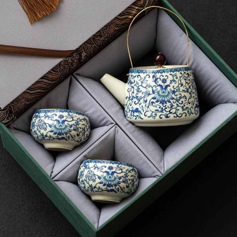 Ru Kiln Light Luxury Tea Set Gift Box for Giving to Elderly Companions - V.I.P Digital Presence