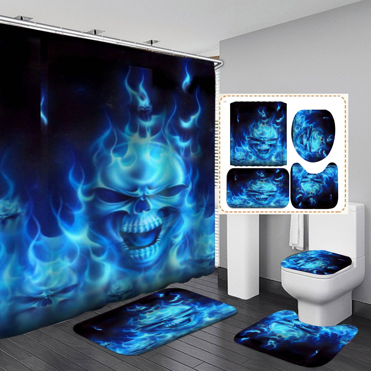 Polyester Printed Shower Curtain Thickened Waterproof Halloween Shower Curtain - V.I.P Digital Presence
