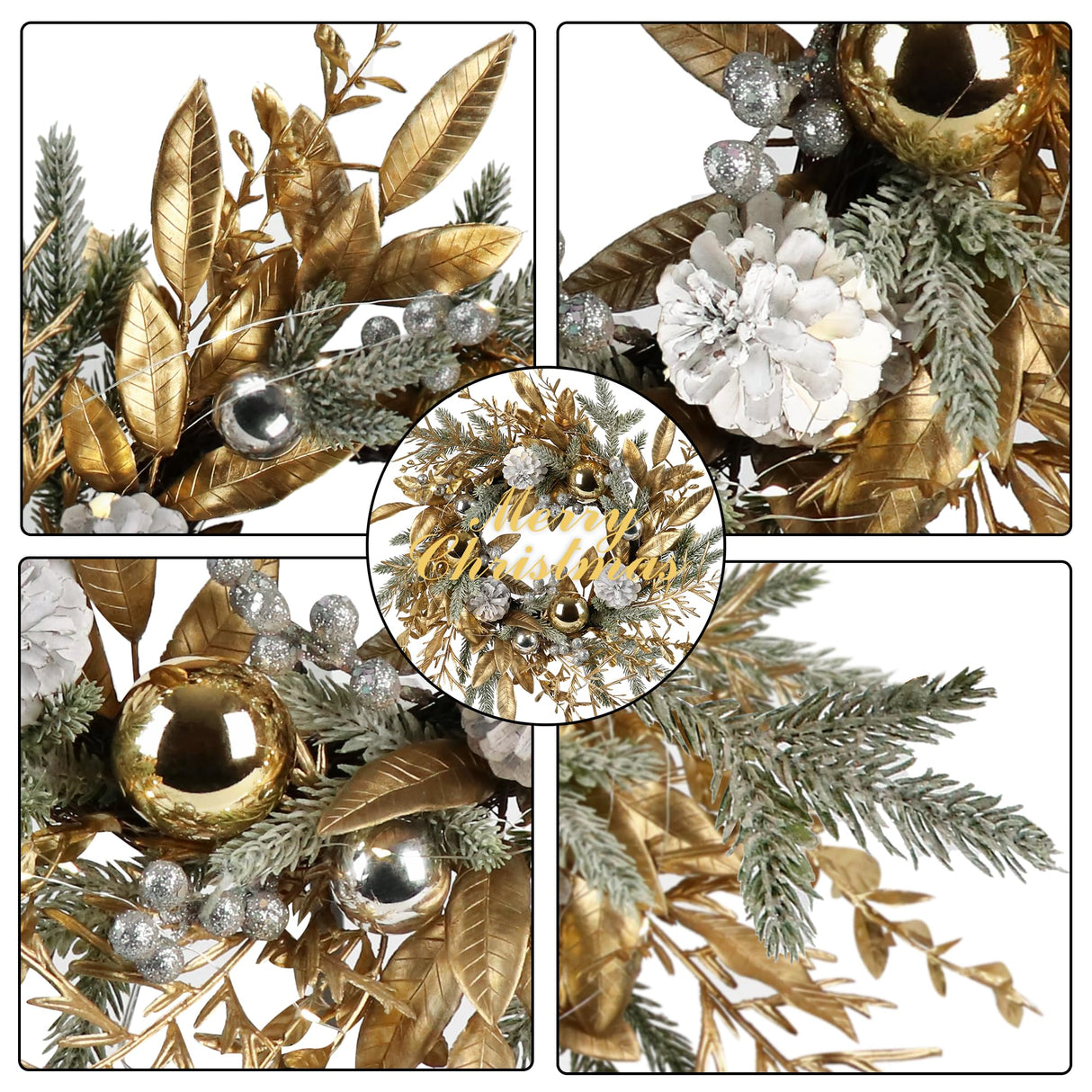 Christmas Wreath 20 Inch Christmas Door Decorations Wreath with Warm Lights - V.I.P Digital Presence