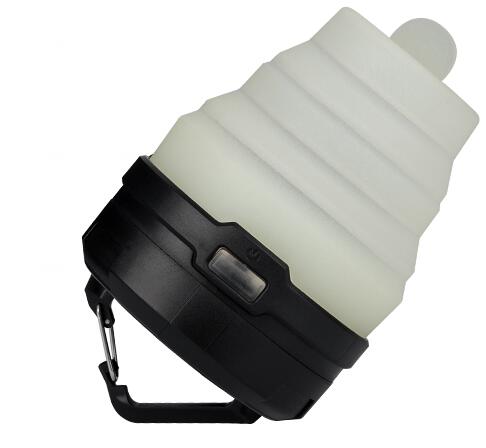 Linterna LED retráctil para acampar, portátil, con 4 modos, mini gancho para colgar en tienda de campaña, linterna de emergencia para exteriores.