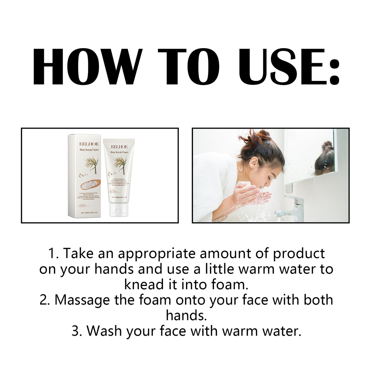 Rice Scrub Foam, Deeply Clean Firming Pores Repair Facial Dull Skin Shine White Face - V.I.P Digital Presence