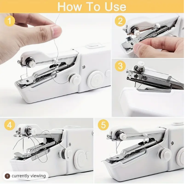 1pc Portable Handheld Sewing Machine - Quick Stitching Tool For Cloth, Clothing And Kids Clothes - 2 Coils Included (Battery Not - V.I.P Digital Presence