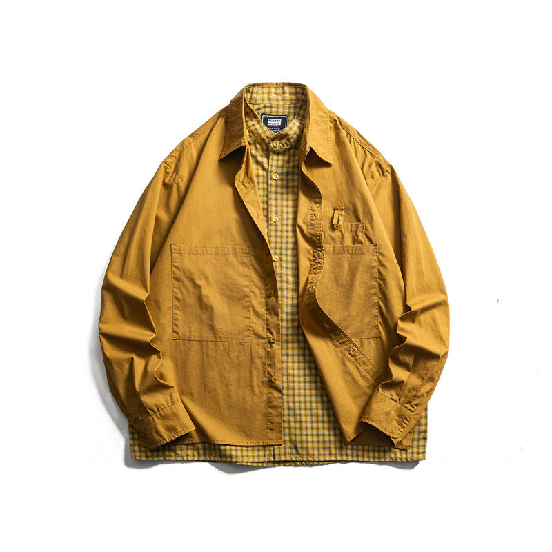 Two piece checkered long sleeved shirt for casual vacation men - V.I.P Digital Presence
