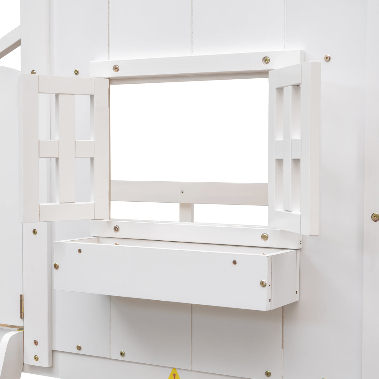 Twin over Twin House Bunk Bed with Roof , Window, Window Box, Door , with Safety Guardrails and Ladder,White - V.I.P Digital Presence