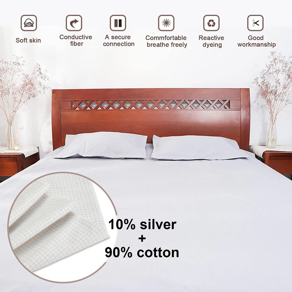 Grounding Sheet Mat Earthing Fitted Bedsheet Silver Fiber Conductive Organic Grounding Mat Radiation Anti-Static 60*265CM - V.I.P Digital Presence