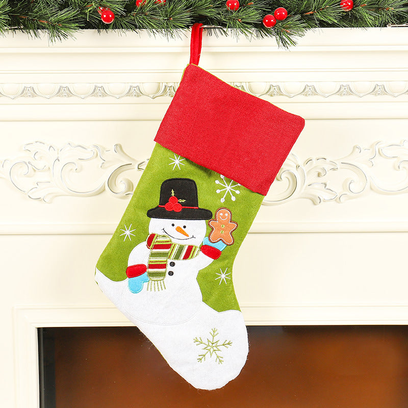 Christmas Socks Gift Bag Linen Santa Claus Embroidery Christmas Socks Christmas Gifts Christmas Pendants - V.I.P Digital Presence