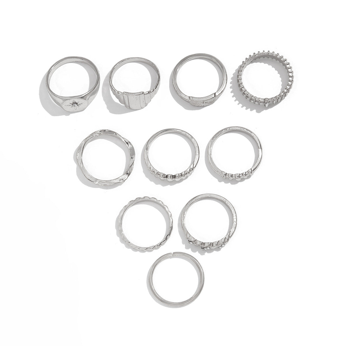 Vintage Irregular Gear Ring Versatile Diamond Set with Metallic Geometric Rings - V.I.P Digital Presence