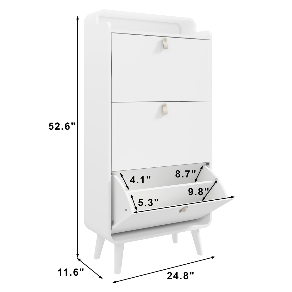 Modern Arc Design Shoe Cabinet With 3 Drawers,Shoe Storage Cabinet for Entryway,Outdoor,White Finish - V.I.P Digital Presence