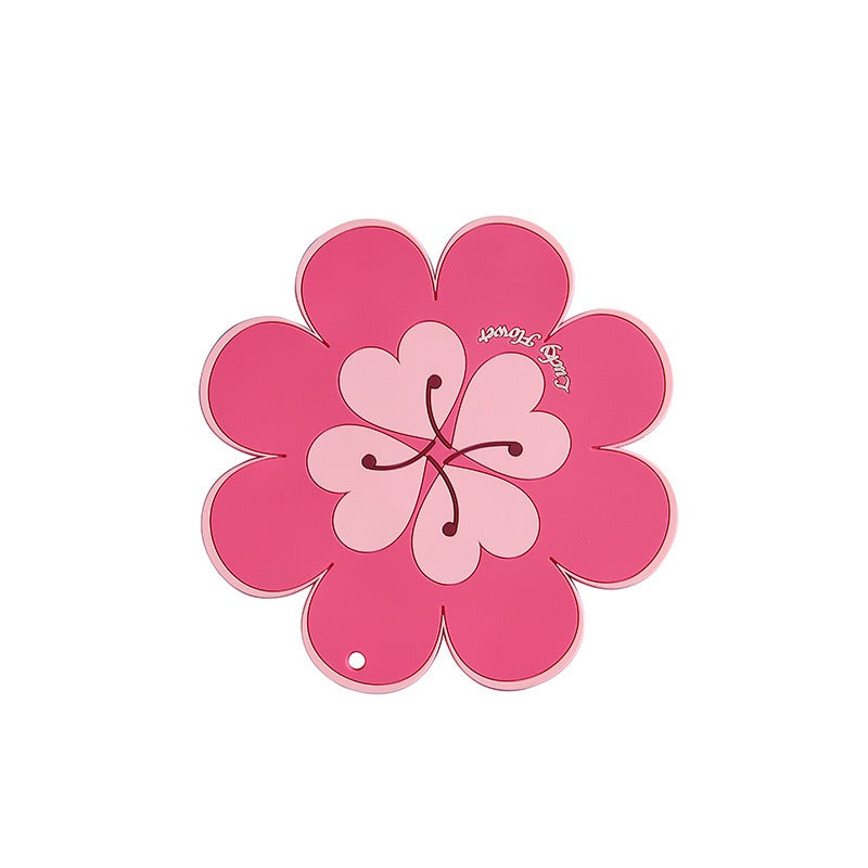 Lucky Flower Heat Insulation Mat Simple Wind Table Heat Insulation Mat Anti scalding Bowl and Dish Mat Household Plate Mat PVC Mat - V.I.P Digital Presence