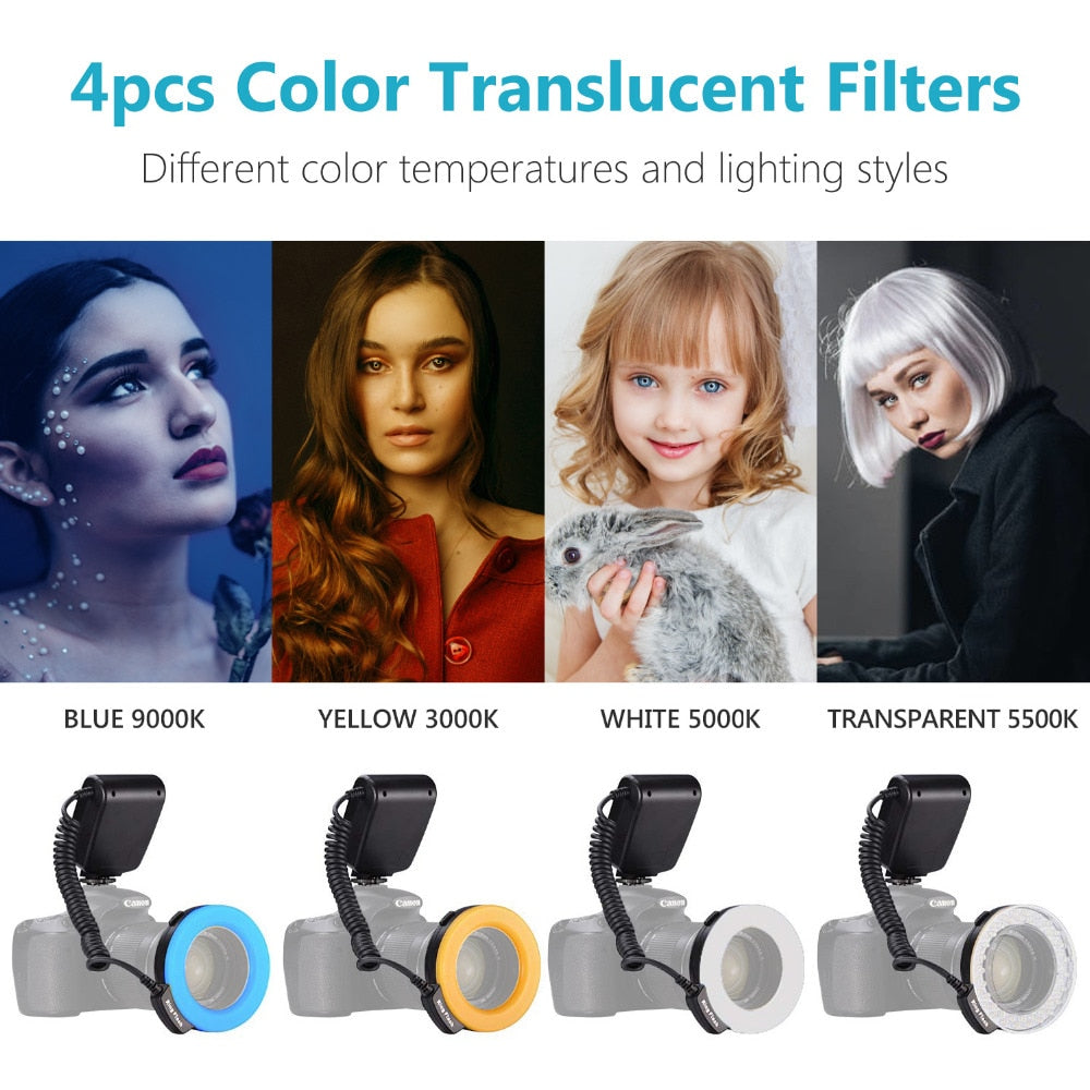 MAMEN 48 Macro LED Ring Flash Light With 8 Adapter Ring For Nikon Canon Pentax Olympus Panasonic Camera DSLR Ring Flash Kit - V.I.P Digital Presence