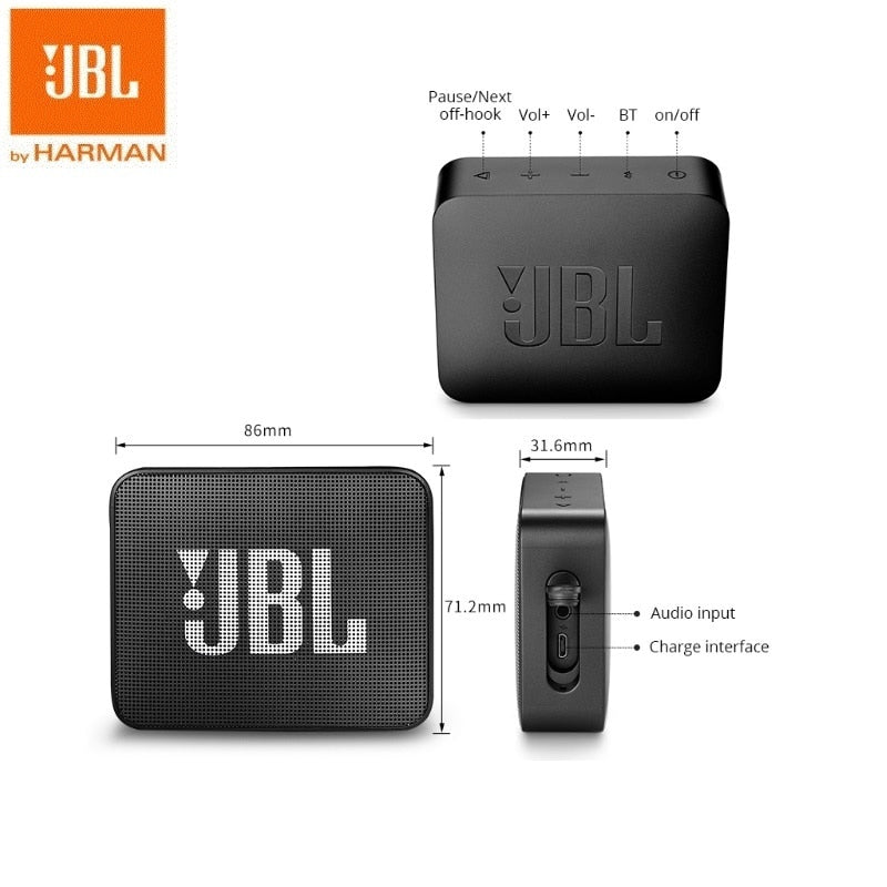 JBL Go 2 Mini Portable Wireless IPX7 Waterproof Bluetooth Speaker with Subwoofer Bass Effect - V.I.P Digital Presence