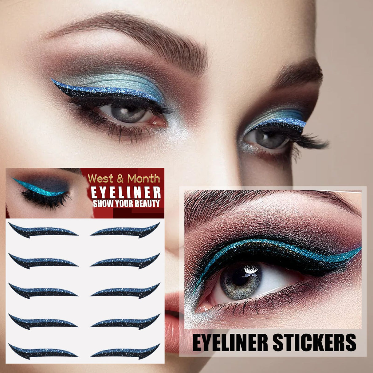 Eyeliner Stickers, Silver Light Makeup Eye Patch Party Nightclub Stage Silver Light Stage Double Eyelid Patch - V.I.P Digital Presence