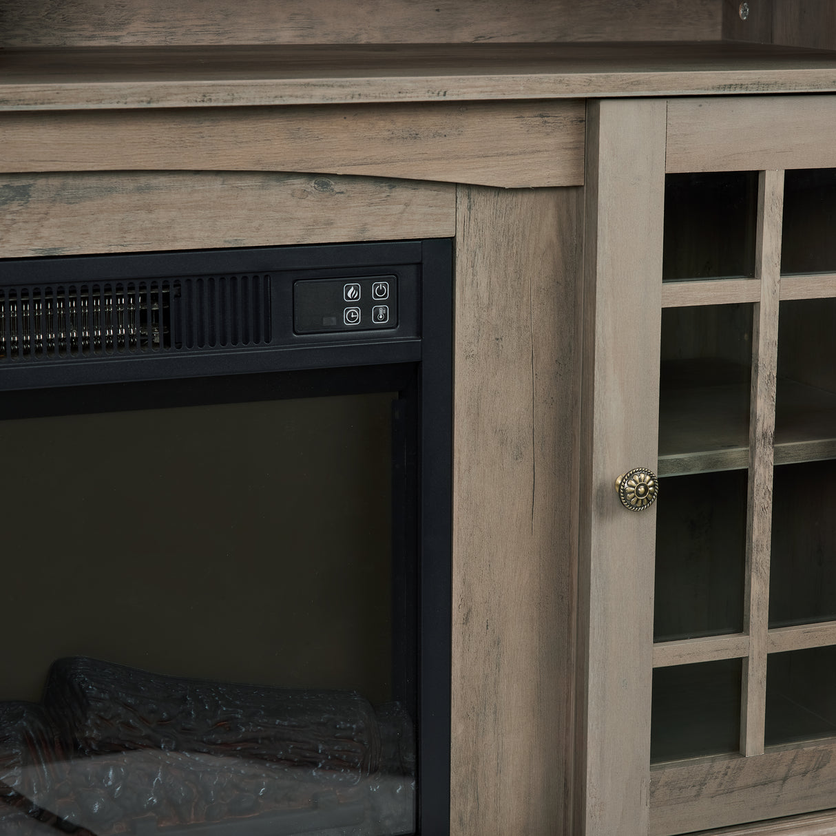 Classic TV Media Stand Modern Entertainment Console with 23" Fireplace Inset for TV Up - V.I.P Digital Presence
