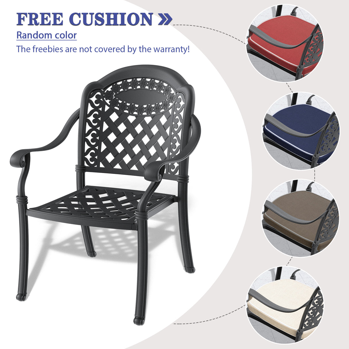 (Cushions In Random Colors)5-Piece Set Of Cast Aluminum Patio Furniture With Cushions - V.I.P Digital Presence