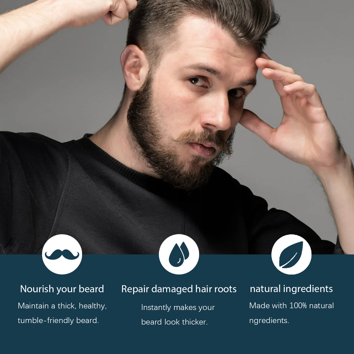 Beard Fuller & Strengthen Serum, Soft And Bright Men's Beard Strong Root Nourishing And Bushy Care Essence - V.I.P Digital Presence