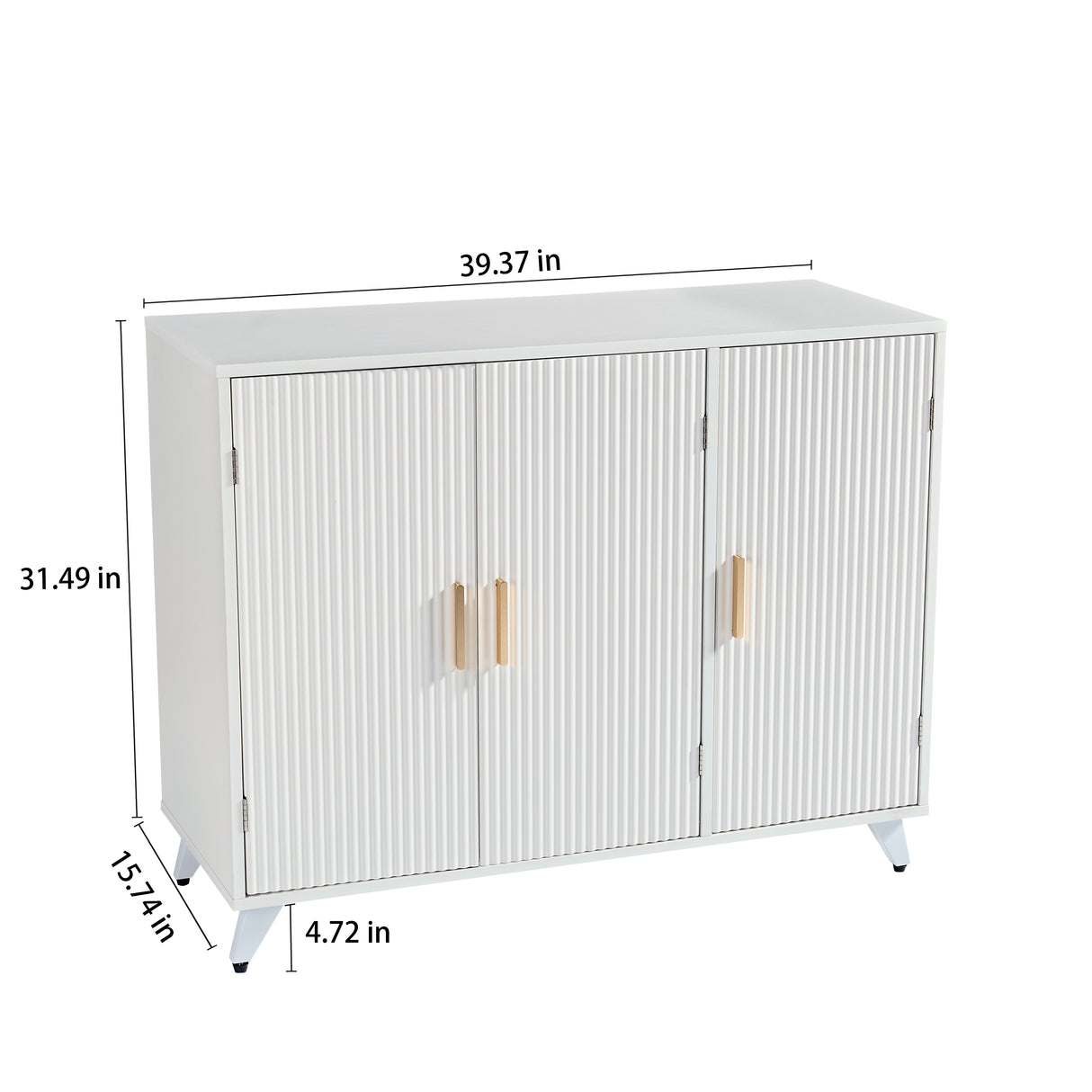 ideboard with wavy texture buffet cabinet, white accent cabinet with door, modern bookcase for kitchen living room - V.I.P Digital Presence